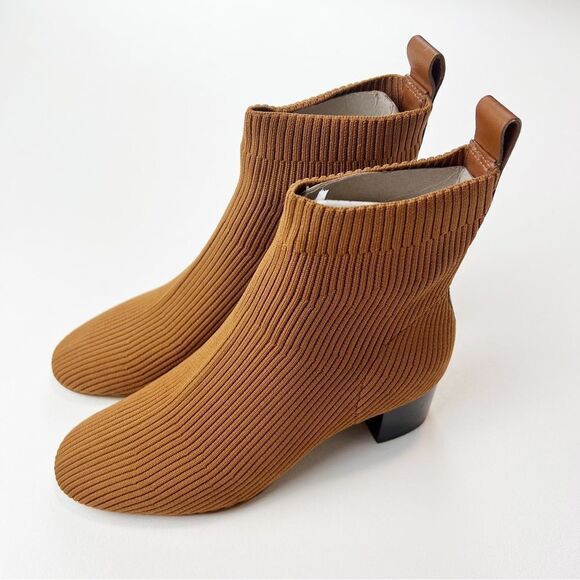 Everlane The Glove Boot Toffee Rib Knit Ankle Sock ReKnit Block Heel Sz 5.5 New - Picture 8 of 17